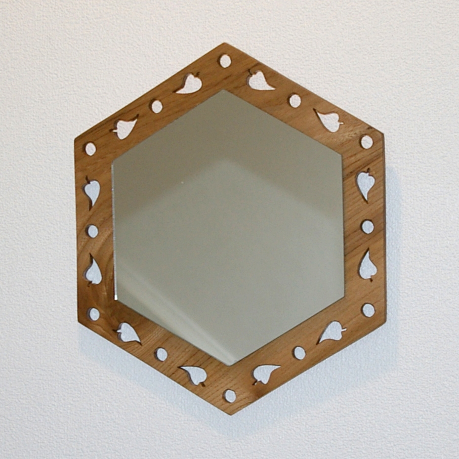 Miroir hexagone bois massif artisanat français