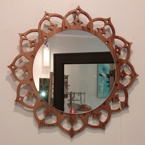 miroir lotus pique rond bois massif artisanat français