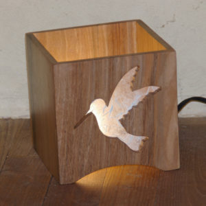 Lampe à poser colibri bois massif artisanat français